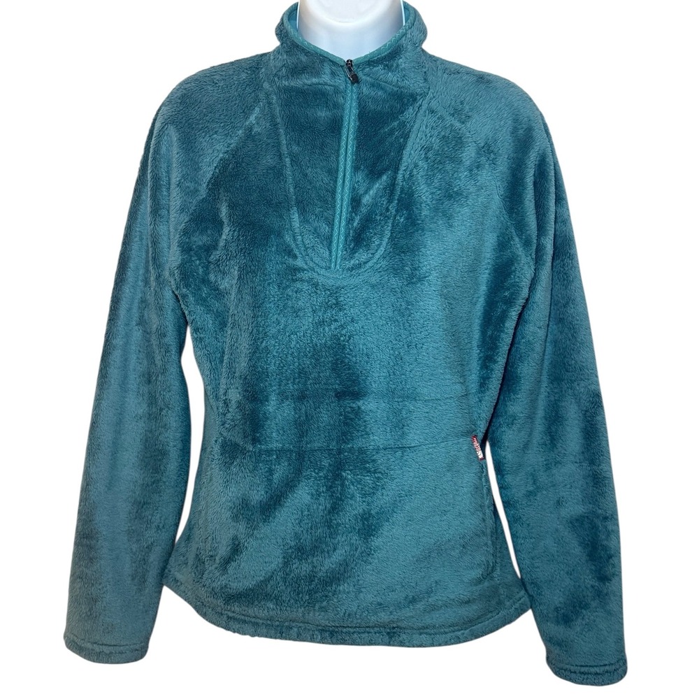 The North Face Mossbud Fleece 1/4 Zip Womens S Pullover Jacket ABXM Teal Green
